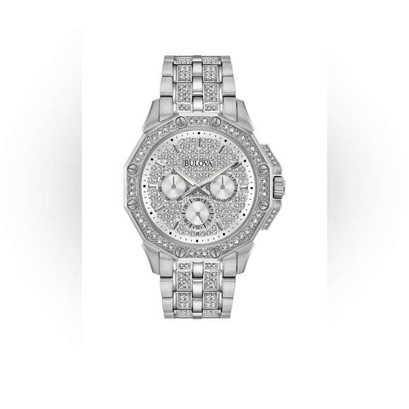 Men’s Bulova Octava Crystal Stainless Steel Bracelet Watch